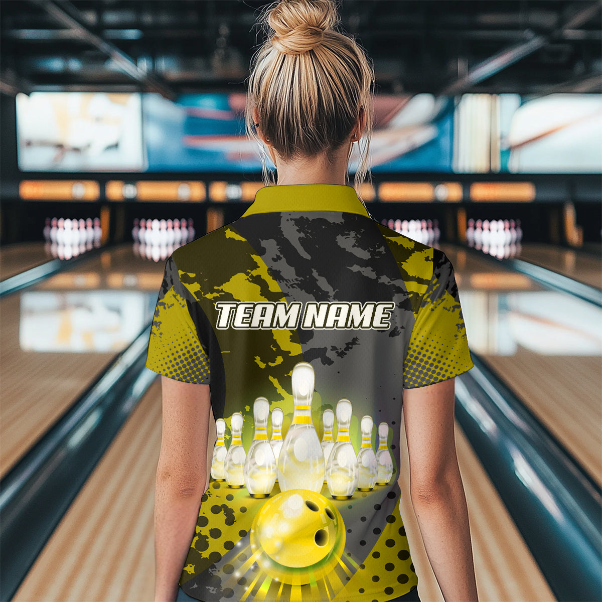 Fire Bowling Shirt Custom Yellow Bowling Jersey for Men Women with Team Name MBL63