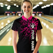 Load image into Gallery viewer, Custom Pink Bowling Shirts Funny Bowling Jersey for Men Women Team Polo&amp;1/4 Zip MBL44