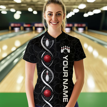 DNA Bowling Shirt Bowling Jersey Women Personalized Bowling League Polo & 1/4 Zip HNT34