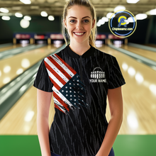 Load image into Gallery viewer, Custom American Flag Eagle Bowling Women Polo &amp; 1/4 Zip Shirts Bowling Team Jerseys HNT89