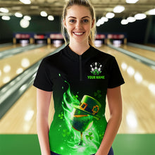 Load image into Gallery viewer, Custom Bowling Shirt Unisex Green Shamrock Lucky Clover Quarter-Zip Bowling Jersey QZT624