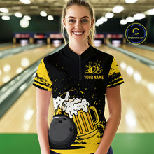 Load image into Gallery viewer, Custom Funny Beer Bowling Women Shirts Bowling Uniform Polo &amp; 1/4 Zip Bowling Team Jerseys HNT98