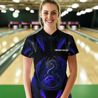 Blue Dragon Personalized Bowling Shirts For Women, Bowling Team Shirt Polo & Quarter-Zip HNT40