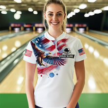 Load image into Gallery viewer, Patriotic Eagle Bowling Shirts American Flag Bowling Polo &amp; 1/4 Shirt for Men Women MBL12