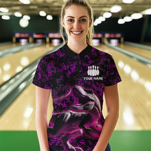 Load image into Gallery viewer, Custom Purple Bowling Shirt Dinosaur Bowling Jersey Quarter Zip Bowling League QZT632