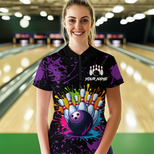 Load image into Gallery viewer, Custom Purple Watercolor Bowling Shirts for Men Women Team Funny Bowling Jersey MBL45