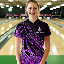 Load image into Gallery viewer, Purple Vintage Bowling Custom Women Bowling Shirt Polo &amp; Quarter-Zip Bowling Team Jerseys HNT69