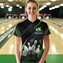 Load image into Gallery viewer, Green Bowling Shirts for Men Women Team Custom Bowling Polo &amp; Quarter Zip Shirt MBL71
