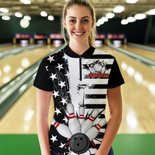 Load image into Gallery viewer, American Flag Bowling Shirt for Men Women Team Bowling Jersey Bowling Polo&amp;1/4 Zip MBL18