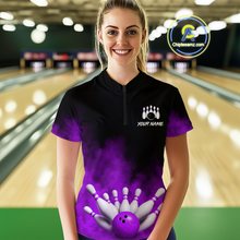 Load image into Gallery viewer, Purple Smoke Bowling Shirts for Men Women Team Personalized Bowling Polo and Quarter Zip MBL130