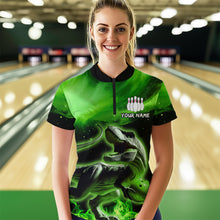 Load image into Gallery viewer, Personalized Green Dinosaur Bowling Shirt Bowling Quarter-Zip Team League for Men Women QZT666