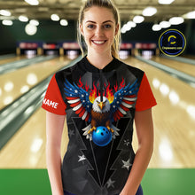Load image into Gallery viewer, Eagle US Flag Bowling Custom Women Bowling Shirt Polo &amp; Quarter-Zip Bowling Team Jerseys HNT67
