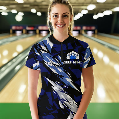 Custom Bowling League Shirts For Women with Name Bowling Team Jerseys Polo & Quarter- Zip HNT37
