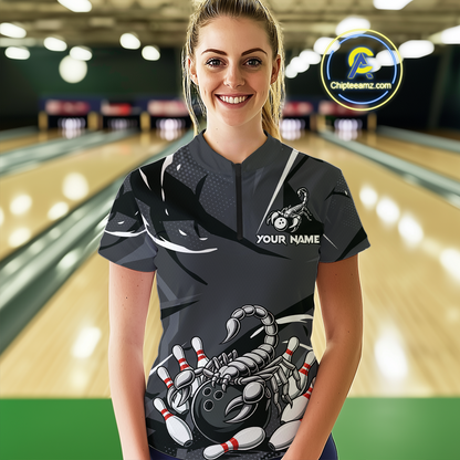Custom Scorpio Zodiac Bowling Women Bowling Shirt Polo & Quarter-Zip Bowling Team Jerseys HNT59