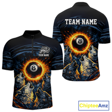 Load image into Gallery viewer, Personalized Funny Wolf 8 Ball Pool Men Billiard Polo &amp; 1/4 Zip, Billiard Shirt, Billiard Team Jerseys NNT144