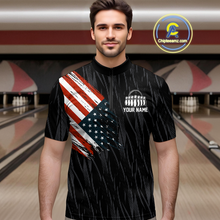 Load image into Gallery viewer, Custom American Flag Eagle Bowling Men Polo &amp; 1/4 Zip Shirts Bowling Team Jerseys HNT89