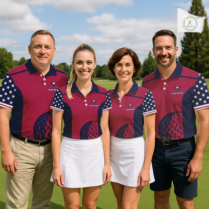Personalized Red, white & blue US flag Women golf polo shirts custom patriotic golf attire for ladies NQS11387