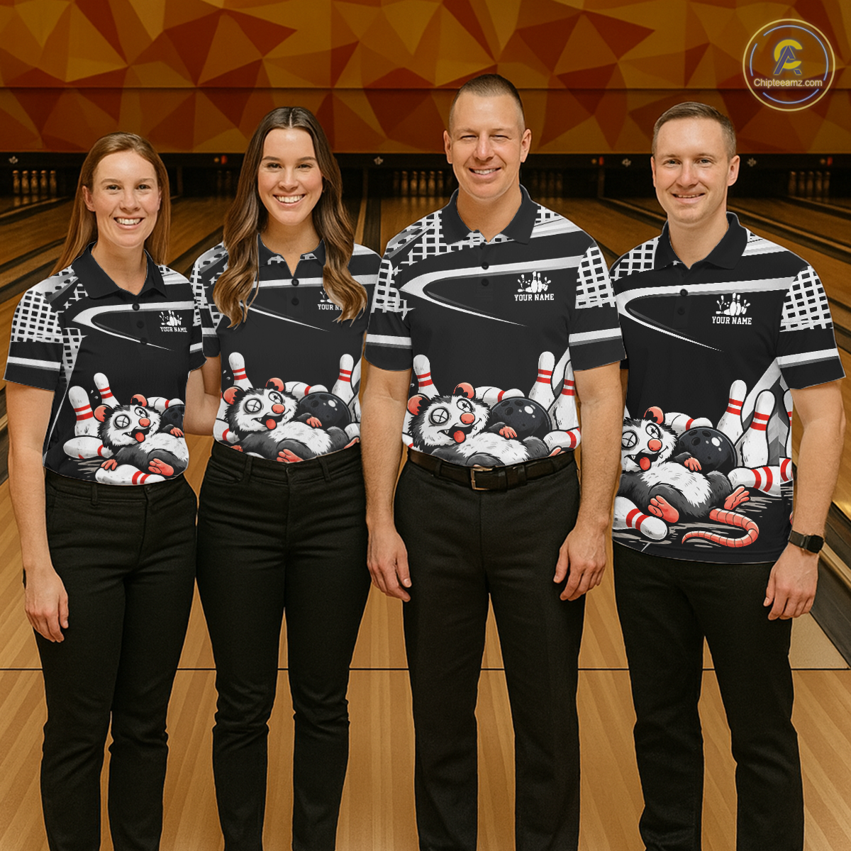 Personalized Funny Opossum Bowling Shirt Bowling Jersey for Women Bowling Polo & Quarter-Zip QZT847