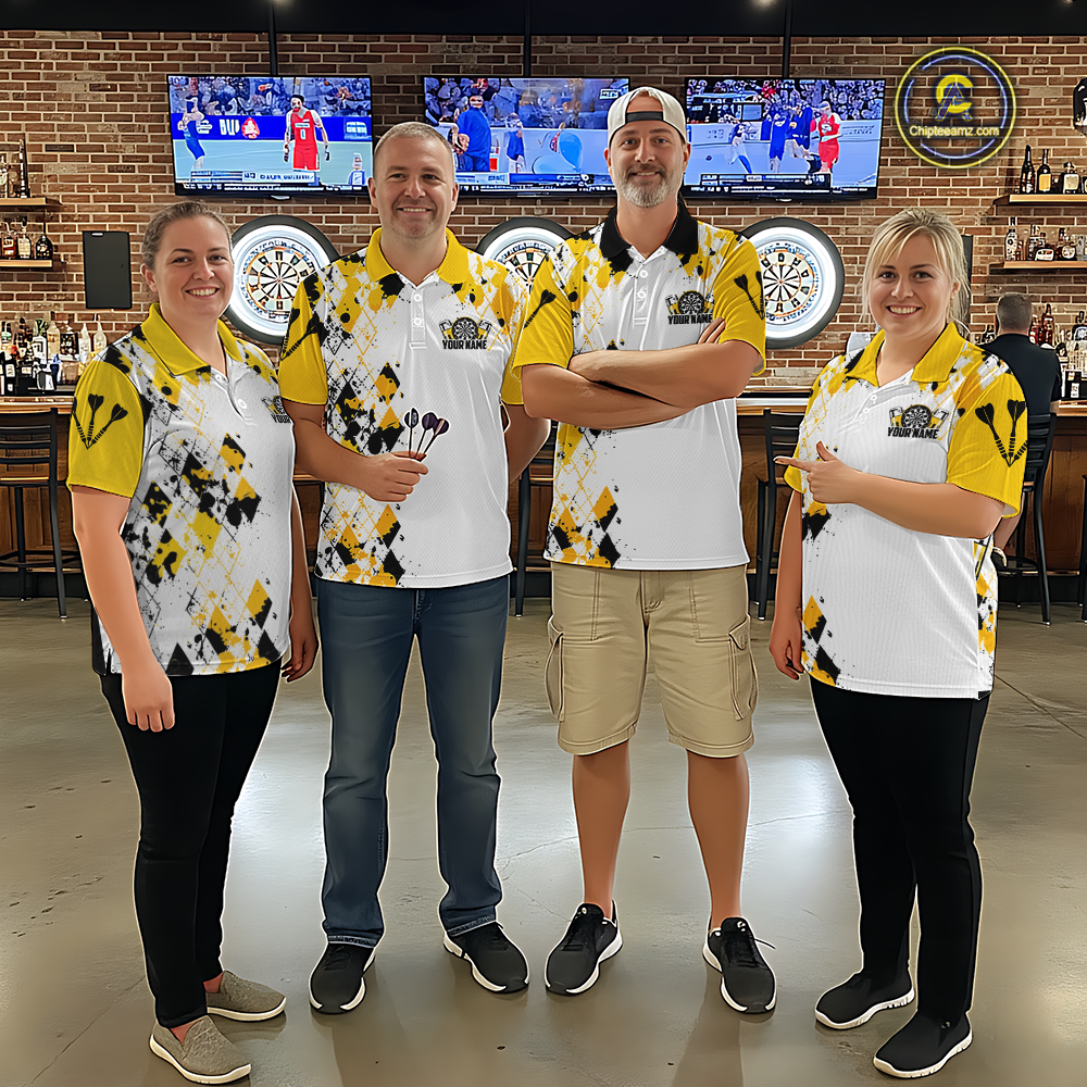 Custom Funny Beer Dart Shirt Argyle Dart Team Jersey for Women Dartboard Polo & Quarter-Zip Shirts DHT14