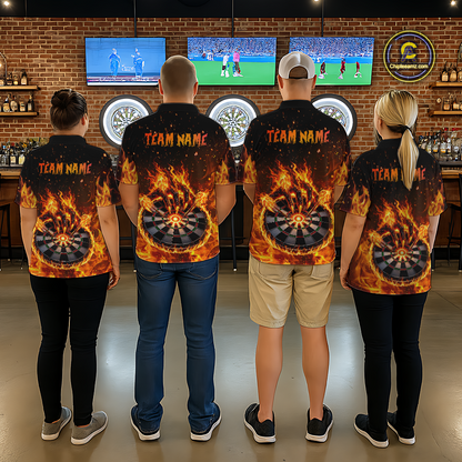 Custom Orange Flame Demon Hand Dart Shirt for Team Dart Jersey for Women Polo & 1/4 Zip DHT13