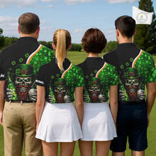 Load image into Gallery viewer, Green shamrock pattern St Patrick Skull Golf and Beer Polo shirts for Women Custom ladies golf tops NQS11483