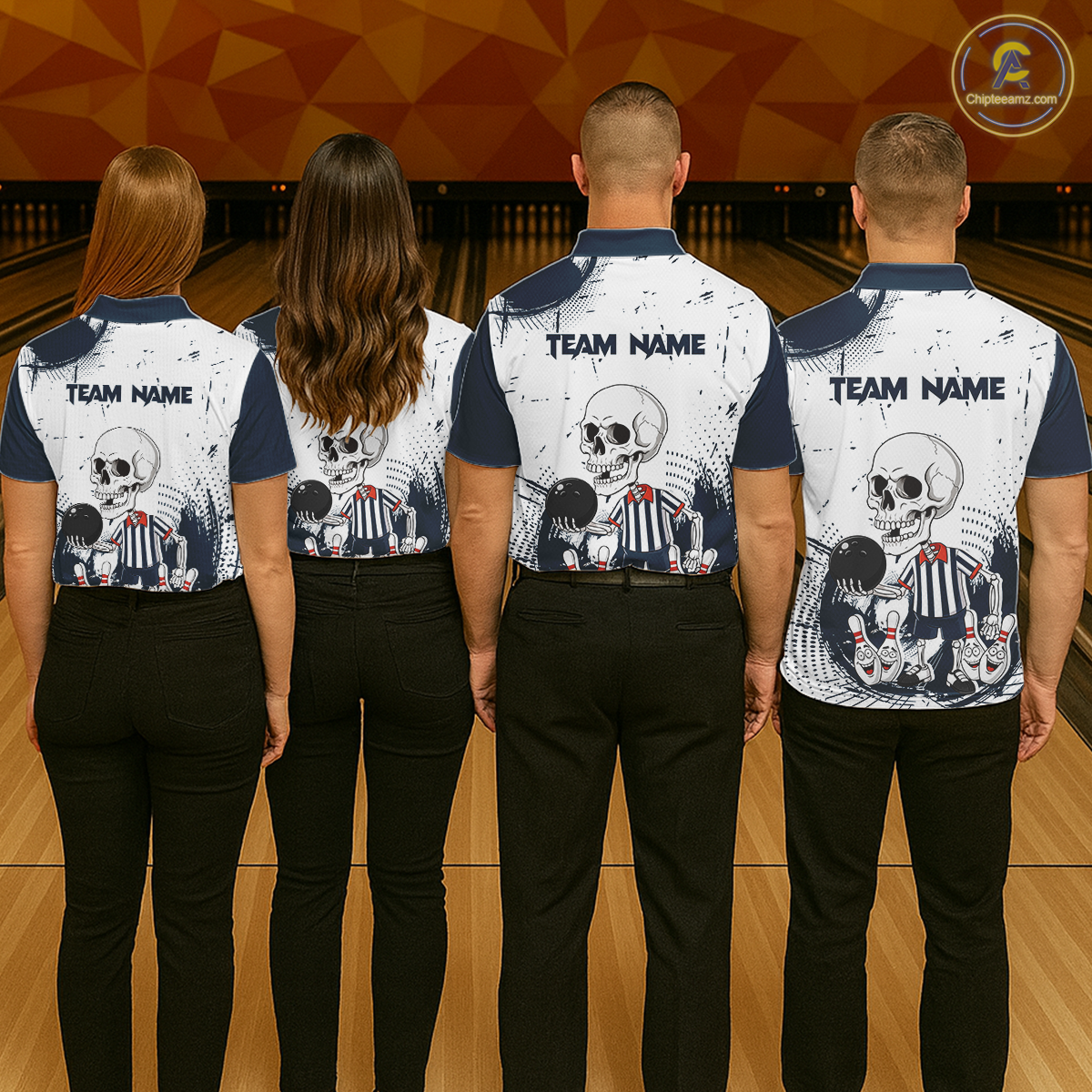 Skeleton Bowling Team Shirt for Men Personalized Funny Bowling Team Jersey Polo & 1/4-Zip QZT818