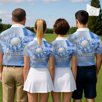 Mens Golf Polo Shirt Custom Blue-Diamond Crystal Golf Ball Custom Name Golf Shirts For Team NYN3156
