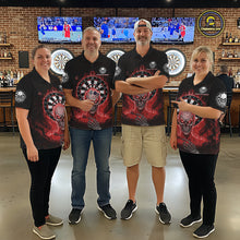 Load image into Gallery viewer, Black Red Flaming Skeleton Darts Custom Men's Dart Polo Shirts Team Dart League Jerseys NYN2075