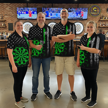 Load image into Gallery viewer, Custom Green US Flag Darts Shirt for Men Darts Team Jerseys Dart Tournament Polo &amp; 1/4 Zip NNT116