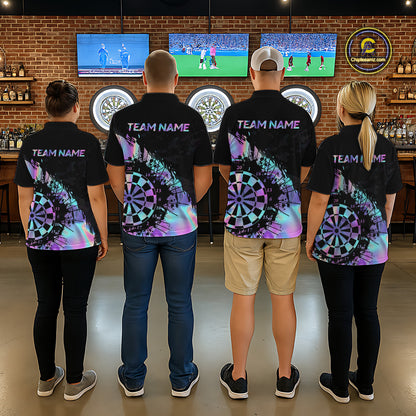 Purple Holographic Dartboard Grunge Dart Polo Shirts For Men Custom Name For Darters NYN2282