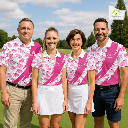 Funny Mens Golf Polo Shirts Custom Pink Frog Pattern Golf Attire For Men Personalized Golfer Gifts NHN0136