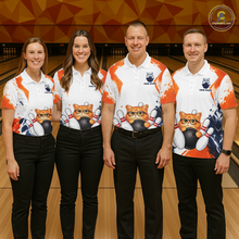 Load image into Gallery viewer, Custom Funny Cat Bowling Jersey for Men Bowling Team Shirts Bowling League Polo &amp; 1/4 Zip HNT186