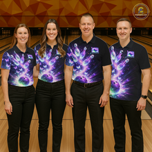 Load image into Gallery viewer, Neon Aurora Bowling Shirt Custom Galaxy Glow Bowling Jersey for Women Polo &amp; Quarter-Zip QZT967