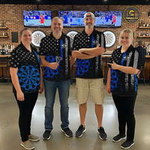Load image into Gallery viewer, Custom Blue US Flag Darts Shirt for Women Darts Team Jerseys Dart Tournament Polo &amp; 1/4 Zip NNT116