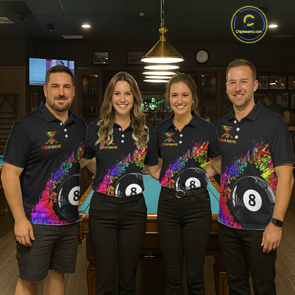 Custom Colorful Splatter Women's Billiard Ball Shirt Personalized Ball 8 Billiard Team Shirt NYN2342