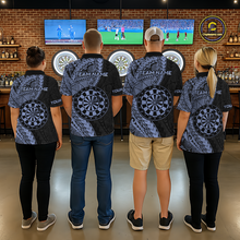 Load image into Gallery viewer, Custom Blue Tribal Dart Shirts for Women Dart Team Jersey Dartboard Gifts Polo &amp; 1/4 Zip NNT163