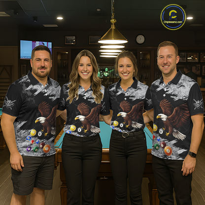 Custom Eagle 8 Ball Billiard Shirts for Women Billiard League Billiard Team Shirts Polo & 1/4 Zip NNT108