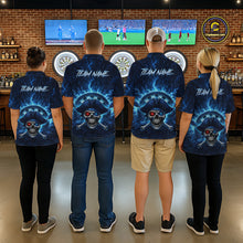 Load image into Gallery viewer, Blue Dartboard &amp; Arrow Fire Flame Pirate Dart Quarter-Zip Shirts For Women Custom Dart Team Jerseys NYN2726