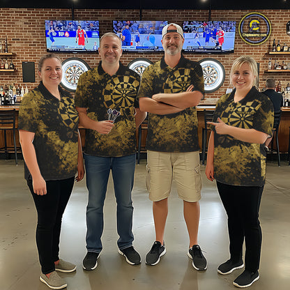 Personalized Grunge Gold Dartboard Men Dart Shirt Custom Name Dart Team Jersey For Darters NYN2968