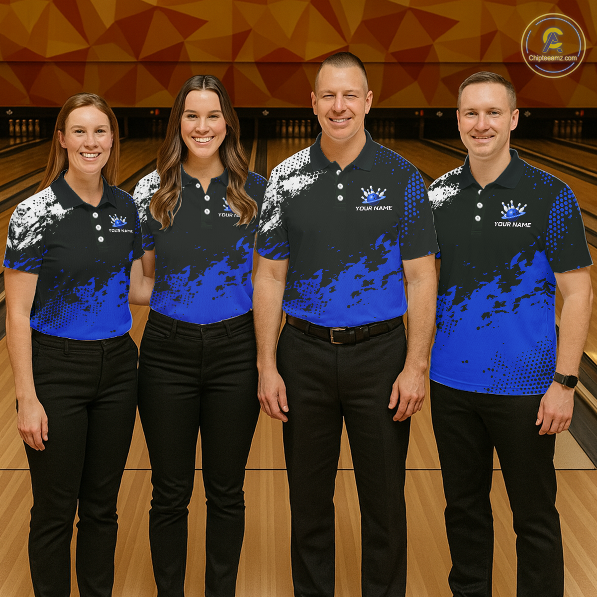 Blue Custom Bowling Shirts for Women Men Bowling Jersey Polo&1/4 Zip Shirt for Team MBL224