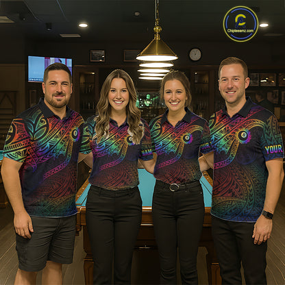 Colorful Rainbow Tribal Billiard Jersey For Men 8 Ball Billiard Uniform Billiard Team Shirts NYN2922
