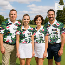 Load image into Gallery viewer, Funny Mens Golf Polo Shirt Custom Floral Tropical Leaf Pattern Flamingo Golf Shirt For Men NHN0193