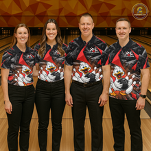 Load image into Gallery viewer, Custom Red Funny Duck Bowling Jersey for Women Bowling League Bowling Team Shirts Polo &amp; 1/4 Zip HN233