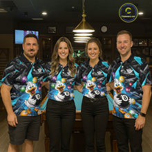 Load image into Gallery viewer, Custom Turquoise Funny Duck 8 Ball Pool Shirts Billiard Shirt for Men Billiard Team Jersey League NNT172