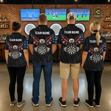 Load image into Gallery viewer, Custom US Flag Eagle Dart Shirts for Women Darts Team Jerseys Dart Tournament Polo &amp; 1/4 Zip NNT142