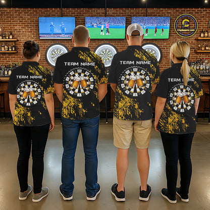 Personalized Funny Beer Cheer And Play Darts Polo & 1/4-Zip Shirt For Men Beers Dart Team Jerseys NYN2946