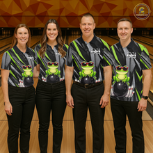 Load image into Gallery viewer, Custom Funny Frog Bowling Jersey for Women Bowling Team Shirts Bowling Polo &amp; 1/4 Zip HNT261