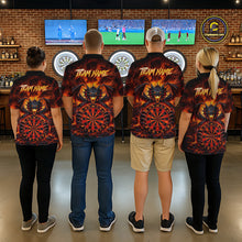 Load image into Gallery viewer, Fire Flame Dragon Black &amp; Red Dartboard Dart Polo Shirts For Women Custom Dart Team Shirts NYN2673