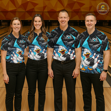 Load image into Gallery viewer, Custom Turquoise Funny Duck Bowling Jersey for Women Bowling League Bowling Team Shirts Polo &amp; 1/4 Zip HN233