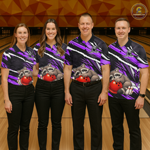 Load image into Gallery viewer, Custom Purple Raccoon Funny Bowling Jersey for Men Bowling Team Shirts Polo &amp; 1/4 Zip HNT247
